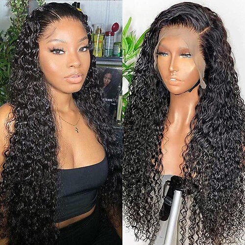 

Remy Human Hair 13x4 Lace Front Wig Free Part Brazilian Hair Kinky Curly Natural Wig 150% 180% 200% Density with Baby Hair Soft Natural Hairline 100% Virgin curling For Women's Long Human Hair Lace