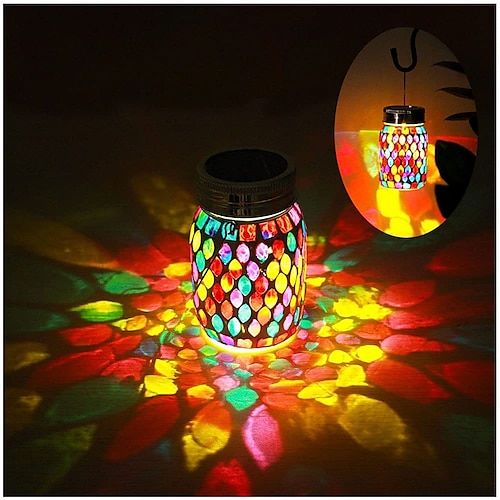

Solar Hanging Lantern Light Outdoor Garden Light Mosaic Projection Lamp Outdoor Waterproof Atmosphere Night Light Courtyard Balcony Holiday Lawn Decoration