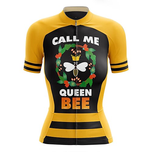 

21Grams Women's Cycling Jersey Short Sleeve Bike Jersey Top with 3 Rear Pockets Mountain Bike MTB Road Bike Cycling Breathable Quick Dry Moisture Wicking Reflective Strips Yellow Polyester Spandex