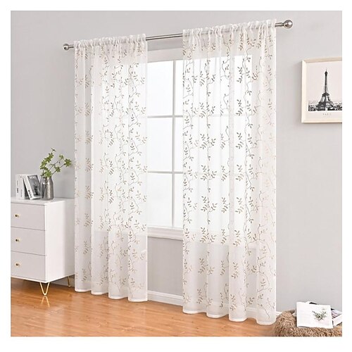 

White Sheer Rod Pocket Curtain Farmhouse, Kitchen Living Room Window Curtain Farmhouse,Door Curatin, Girls Bedroom Cascade