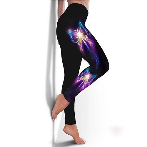 Women's Yoga Pants Tummy Control Butt Lift High Waist Yoga Fitness Gym  Workout Leggings Bottoms Butterfly Violet White Yellow Sports Activewear  High Elasticity Skinny 2024 - $23.99