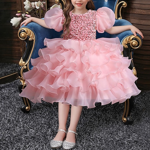

Party Event / Party Princess Flower Girl Dresses Jewel Neck Knee Length Organza Spring Summer with Bow(s) Tiered Tutu Cute Girls' Party Dress Fit 3-16 Years
