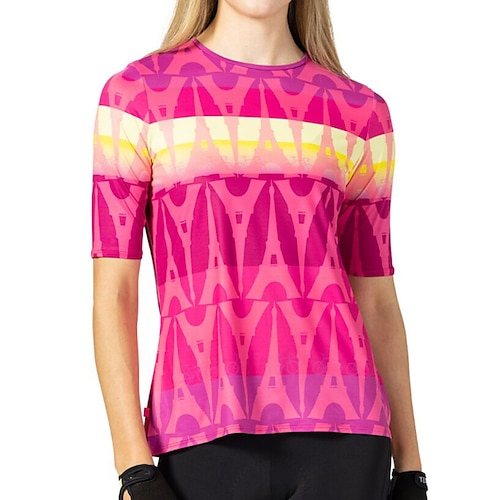 

21Grams Women's Downhill Jersey Short Sleeve Rosy Pink Graphic Bike Breathable Quick Dry Polyester Spandex Sports Graphic Clothing Apparel / Stretchy / Athleisure