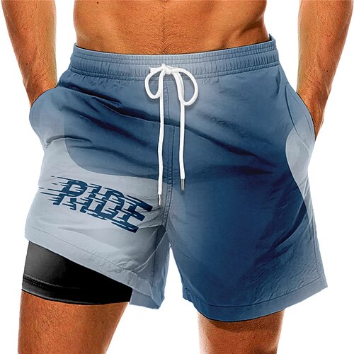 

Men's Swim Trunks Swim Shorts Quick Dry Board Shorts Bathing Suit Compression Liner with Pockets Drawstring Swimming Surfing Beach Water Sports Gradient Printed Spring Summer