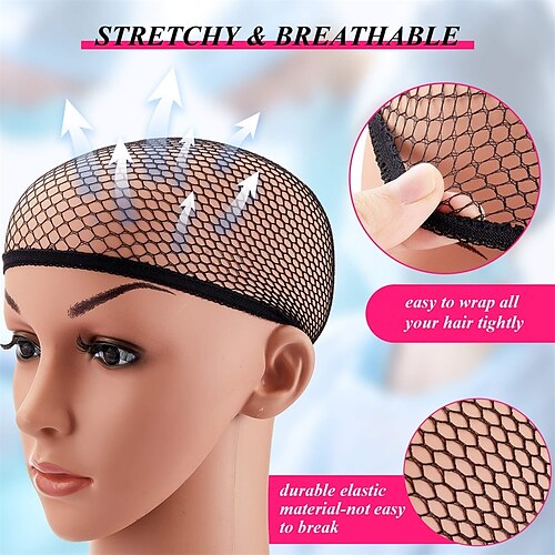 3 Pack Wig Caps (Neutral Nude Beige and Black Mesh