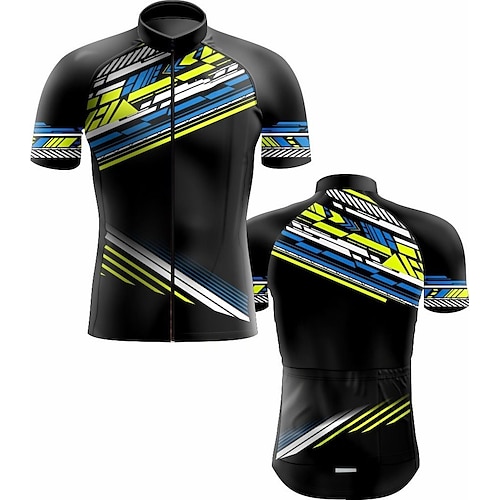 

21Grams Men's Cycling Jersey Short Sleeve Bike Top with 3 Rear Pockets Mountain Bike MTB Road Bike Cycling Breathable Quick Dry Moisture Wicking Reflective Strips Black Stripes Polyester Spandex