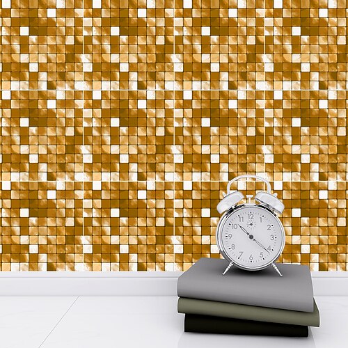 

10 Pieces Tile Sticker Fashion Mosaic Tile Stickers Kitchen Waterproof Removable Wall Stickers Bedroom Floor Stickers