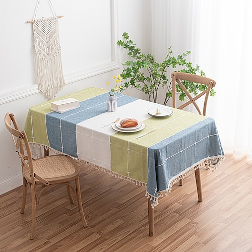 

Table Cloth with Tassel Decoration Table Cover for Kitchen Dinning Wrinkle Free Tablecloths Rectangle