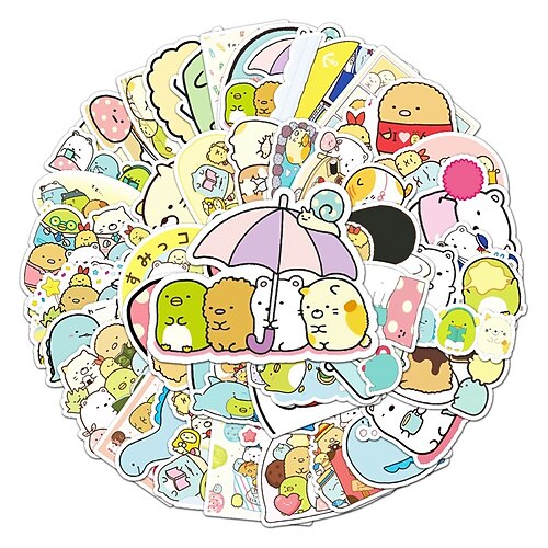 

50pcs Animal Stickers for Student Notebook Gifts Waterproof Self-adhesive Cartoon for Women Men Girls