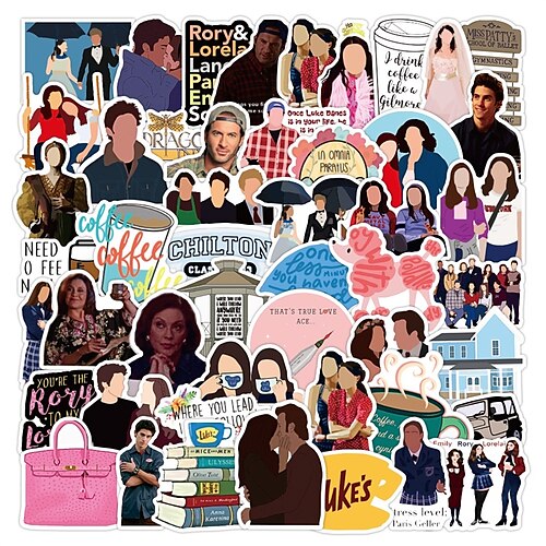 

Gilmore Girls Stickers 50pcs Vinyl Water Comedy TV Show Decal for Laptop Skateboard Bumper Cars Computers Cool Teens Adults Decorations