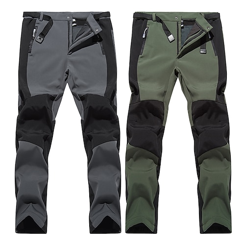 

Men's Hiking Pants Trousers Fleece Lined Pants Softshell Pants Winter Outdoor Thermal Warm Windproof Breathable Water Resistant Pants / Trousers Bottoms Elastic Waist Black Army Green Fleece Hunting