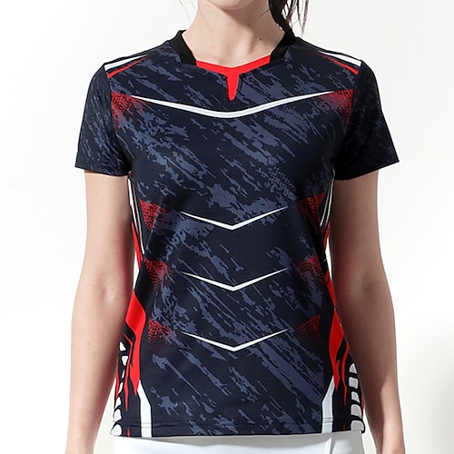 

Women's Tennis Shirt Athletic Shirt Breathable Quick Dry Moisture Wicking Short Sleeve T Shirt Regular Fit V Neck Printed Summer Gym Workout Tennis Badminton / Micro-elastic / Lightweight