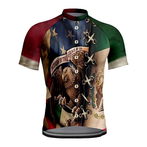 

21Grams Men's Cycling Jersey Short Sleeve Bike Top with 3 Rear Pockets Mountain Bike MTB Road Bike Cycling Breathable Quick Dry Moisture Wicking Reflective Strips Green Graphic Polyester Spandex