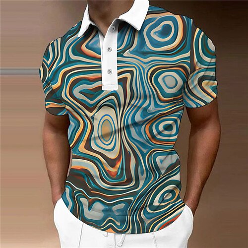 

Men's Collar Polo Shirt Golf Shirt Gradient Turndown Green 3D Print Outdoor Street Short Sleeves Button-Down Print Clothing Apparel Fashion Designer Casual Breathable / Summer / Spring / Summer