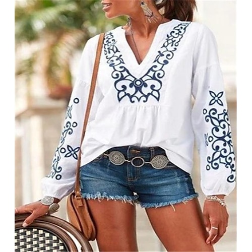 

Women's Tops Spring And Summer Loose Long-Sleeved Pullover Street Hipster Blouse Shirts