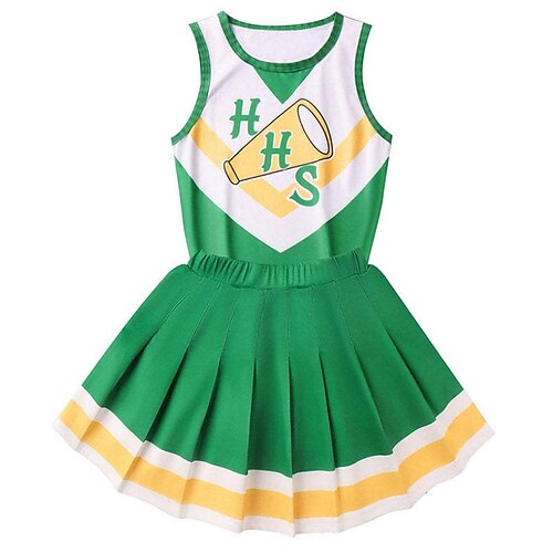 

Kids Girls' SkirtSet Clothing Set 2 Pieces Sleeveless Green Letter Pleated Vacation Active Costume Regular 3-10 Years