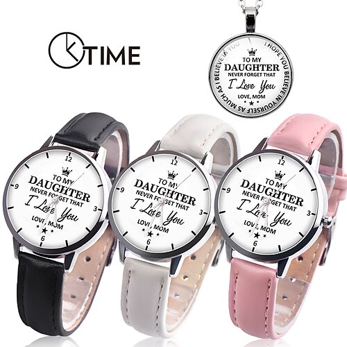 

Fashion To My Daughter Gift Watch Girls Kids Wristwatch With Necklace Christmas Birthday Gift