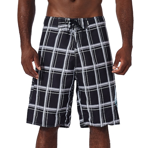 

Men's Swim Trunks Swim Shorts Quick Dry Board Shorts Bathing Suit with Pockets Drawstring Swimming Surfing Beach Water Sports Grid Pattern Summer