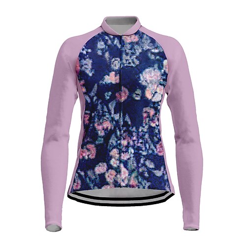 

21Grams Women's Cycling Jersey Long Sleeve Bike Top with 3 Rear Pockets Mountain Bike MTB Road Bike Cycling Breathable Quick Dry Moisture Wicking Rosy Pink Floral Botanical Spandex Polyester Sports