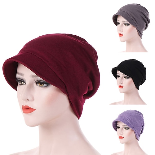 

bomulds turban kasket til kvinder muslimske ensfarvede hatte stretch turban kemo tab hoved wrap beanie afslappet hoved wrap tørklæde