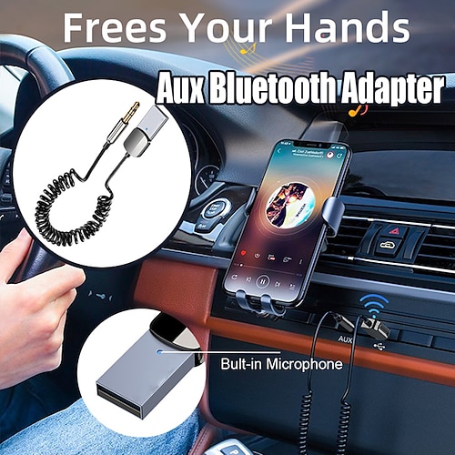 

Auxiliary Bluetooth Adapter Dongle Cable for Car 3.5mm Jack Auxiliary Bluetooth 5.0 Receiver Speaker Audio Music Receiver