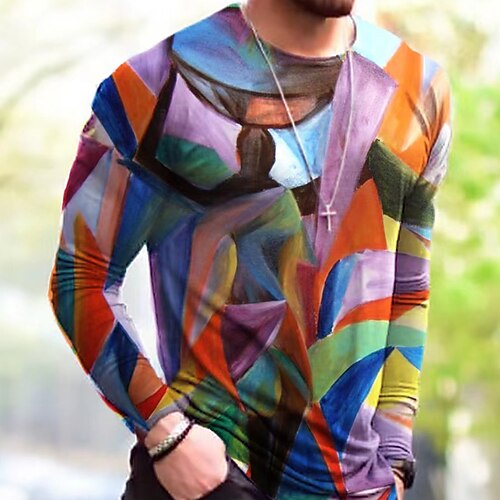 

Men's Unisex T shirt Tee 3D Print Abstract Graphic Prints Crew Neck Street Daily Print Short Sleeve Tops Designer Casual Big and Tall Sports Black Blue Purple / Summer / Summer