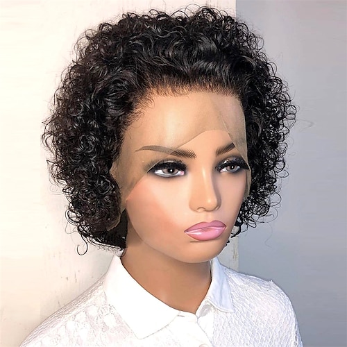 

13X1 Transparent Lace Wig Preplucked Hairline Wigs For Women Short Wigs Human Hair Curly Human Hair Wigs Cheap Pixie Cut Wig