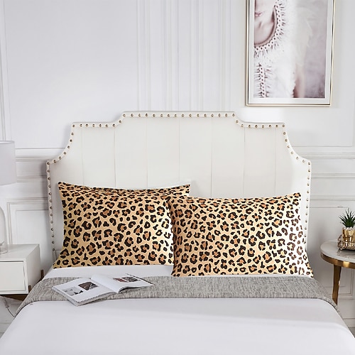 

Satin Pillowcase for Hair and Skin Grey Leopard Print Satin Pillowcase Envelope Pillowcase Standard Size Set of 2 Soft and Cozy Pillowcase Satin for Women