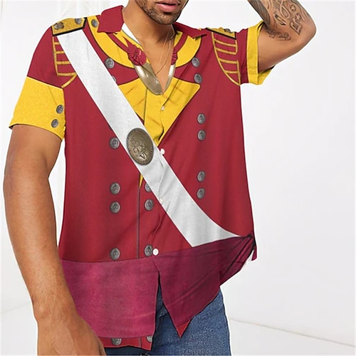

Men's Shirt 3D Print Graphic Patterned Turndown Street Casual Button-Down Print Short Sleeve Tops Designer Casual Fashion Breathable Red / Summer / Spring / Summer