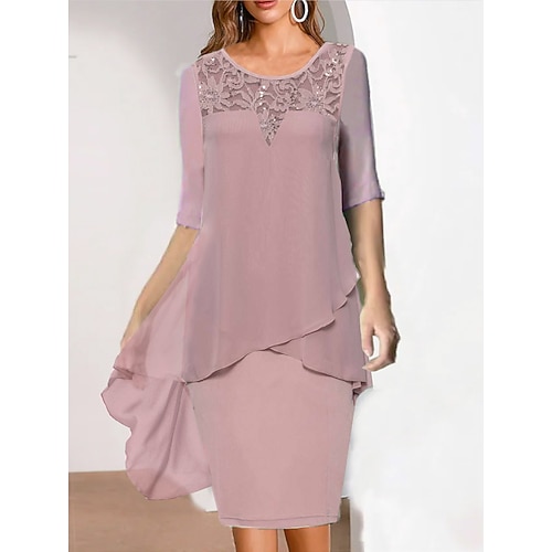 

Women's A Line Dress Midi Dress Pink Half Sleeve Solid Color Ruched Spring Summer Crew Neck Casual 2022 3XL