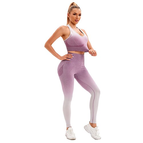Dames Sportbeha met leggings Yogaset Sport bh's Basislaag Panty camouflage  Paars Donker Rood Zumba Yoga Fitness Spandex Billenlift Comfort Ademend  Mouwloos Sport Sportkleding Slank Micro-elastisch 2023 - US $25.99
