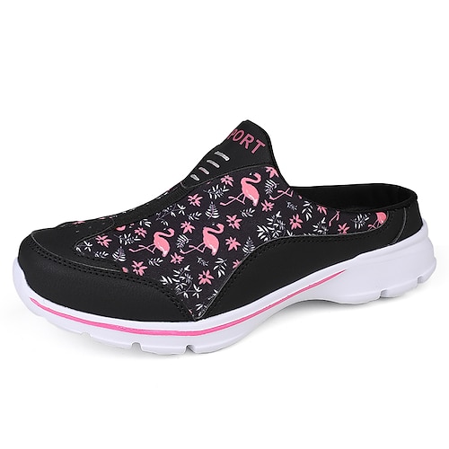 

Women's Mules Daily Flyknit Shoes Sporty Mules Summer Flat Heel Round Toe Casual Minimalism Walking Shoes Synthetics Loafer Animal Patterned Black Light Grey Blue