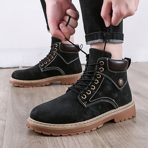 

Men's Boots Casual British Daily Office Career Suede Mid-Calf Boots Black Fall Winter
