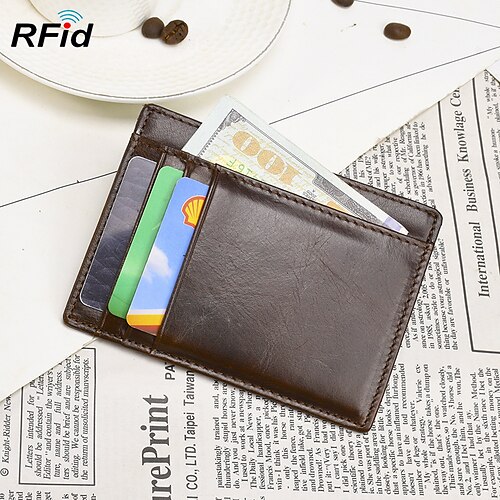 

Credit Card Holder Wallet Genuine Leather Name Card Holder Pocket with Magnetic Shut Single Compartment for Women Men