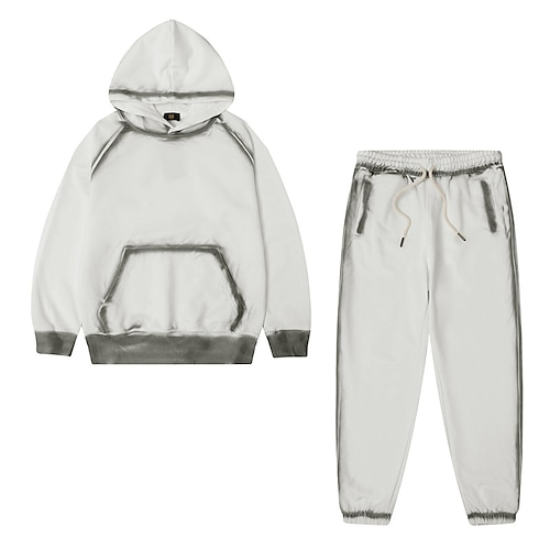 

Kids Boys Hoodie Pants Clothing Set 2 Pieces Long Sleeve White Solid Color Sports Casual Daily 3-12 Years