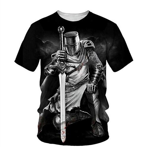 

Per uomo Unisex maglietta Pop art Croce Templare Umano Girocollo Nero Blu Cachi Marrone Grigio Stampa 3D Esterno Strada Manica corta Stampa Abbigliamento Vintage Sportivo Originale Informale