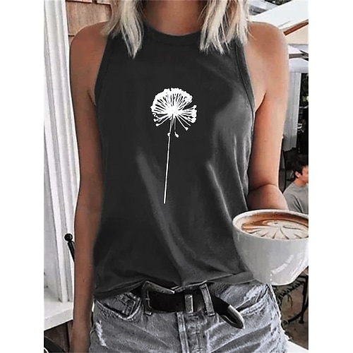 

european and american women's clothing ebay wish independent station 2021 summer round neck urban casual fashion printing sleeveless