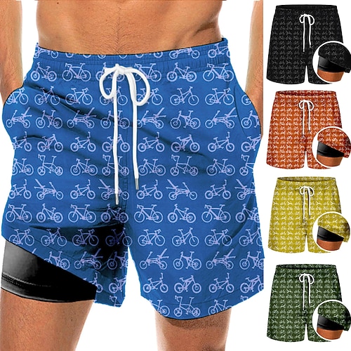 

Men's Swim Trunks Swim Shorts Quick Dry Board Shorts Bathing Suit Compression Liner with Pockets Drawstring Swimming Surfing Beach Water Sports Printed Spring Summer