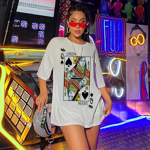 

Inspired by Heart of The Cards Playing Cards Poker Queen Q T-shirt Cartoon Manga Anime Street Style T-shirt For Men's Women's Unisex Adults' 3D Print 100% Polyester