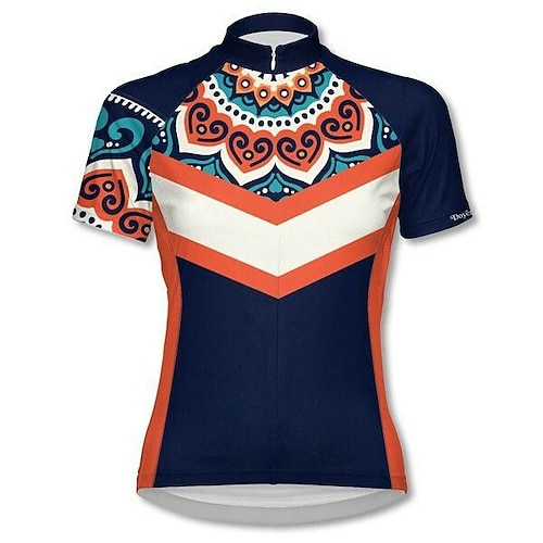 

21Grams Women's Cycling Jersey Short Sleeve Bike Top with 3 Rear Pockets Mountain Bike MTB Road Bike Cycling Breathable Quick Dry Moisture Wicking Dark Navy Graphic Patterned Spandex Polyester Sports