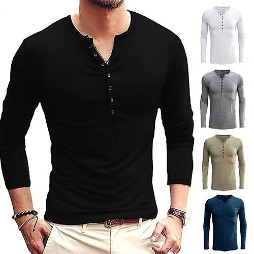 

Men's Hiking Shirt / Button Down Shirts Henley Shirt Long Sleeve Tee Tshirt Top Outdoor Breathable Quick Dry Lightweight Sweat wicking Summer Green White Black Climbing Beach Camping / Hiking / Caving