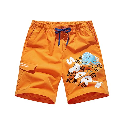 

Men's Casual / Sporty Athletic Chinos Shorts Multiple Pockets Elastic Drawstring Design Print Knee Length Pants Holiday Beach Micro-elastic Solid Colored Letter Comfort Breathable Mid Waist Green