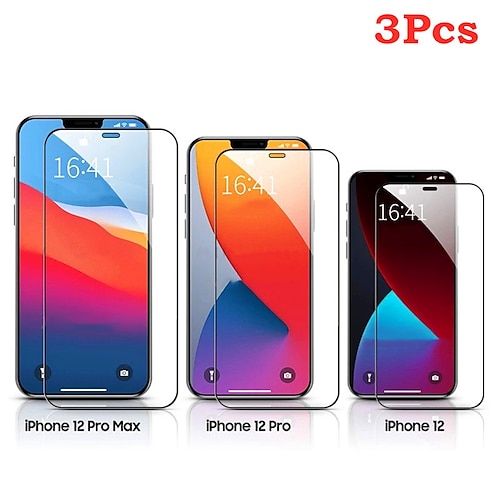 

[3 Pack] Phone Screen Protector For Apple iPhone 14 Pro Max 14 Plus 13 12 11 Pro Max Mini SE Tempered Glass High Definition (HD) Explosion Proof Scratch Proof Scratch Proof Anti-Fingerprint Bubble