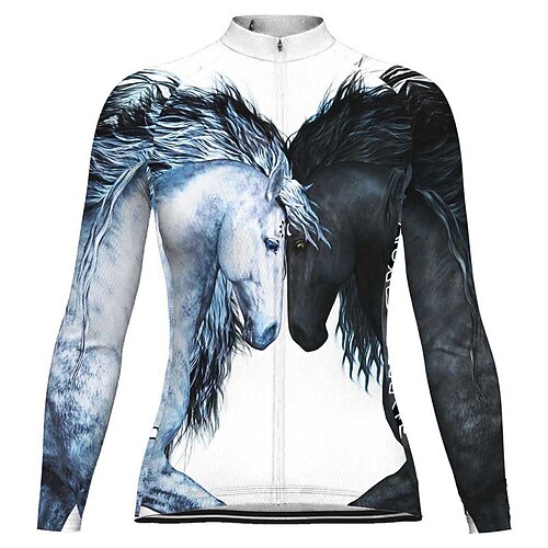 

21Grams Women's Cycling Jersey Long Sleeve Bike Top with 3 Rear Pockets Mountain Bike MTB Road Bike Cycling Breathable Quick Dry Moisture Wicking White Spandex Polyester Sports Clothing Apparel