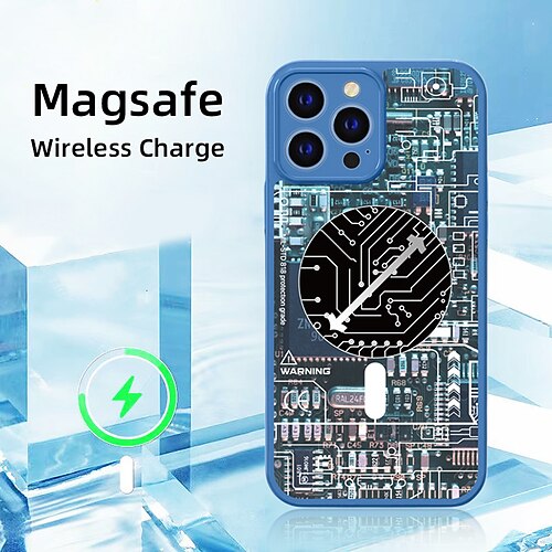 

Phone Case For Apple Back Cover Magnetic Adsorption iPhone 13 iPhone 12 iPhone 13 12 Pro Max Portable Support Wireless Charging Soft Edges Geometric Pattern Armor TPU Acrylic