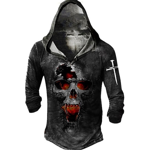 

Homme Unisexe T shirt Tee Crânes Croix templière Imprimés Photos Col Ras du Cou Noir 3D effet Halloween du quotidien manche longue Imprimer Vêtement Tenue Design Casual Grand et grand