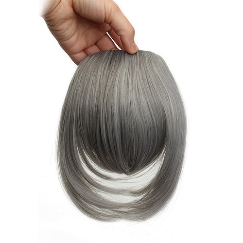 

Full Length Synthetic 1 Piece Layered Clip in Hair Bangs Fringe Hairpieces Hair Extensions Color - Silver Gray