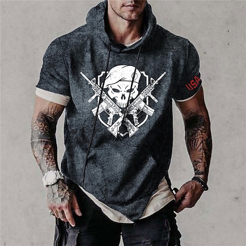 

Men's Pullover Hoodie Sweatshirt Graphic Patterned Skull Print Daily Sports Holiday 3D Print Designer Casual Hoodies Sweatshirts Navy Blue