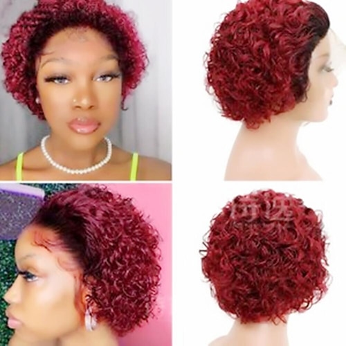 

Pixie Cut Wig Short Curly Human Hair Wigs Cheap Human Hair Wig 13X1 Transparent Lace Wig Lace Front Wig Free Part Brazilian Hair Deep CurlyFor Women