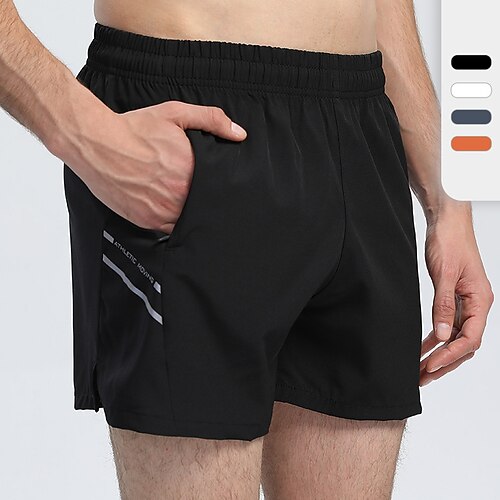 

Men's Running Shorts Athletic Shorts Side Pockets Elastic Waistband Shorts Athletic Athleisure Spandex Breathable Quick Dry Soft Fitness Gym Workout Running Sportswear Activewear Solid Colored Black